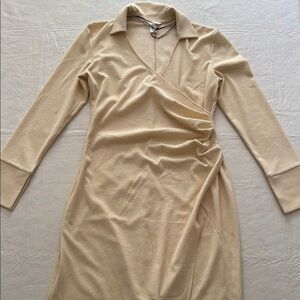 H&M Women's Yellow Long Sleeve Faux Wrap Dress Size L